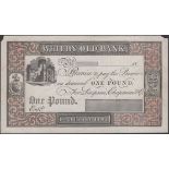 Whitby Old Bank, for Simpson, Chapman & Co, proof Â£1, 18-, no signature or serial number, ve...