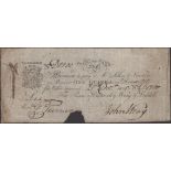 Pease's Old Bank, Hull, for Pease, Knowsley, Wray & Liddell, 1 Guinea, 2 December 1805, seri...