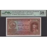 Banco Nacional Ultramarino, Portuguese India, 10 Rupias, 29 November 1945, serial number 403...