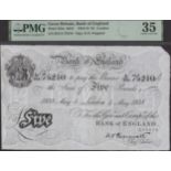 Bank of England, Kenneth O. Peppiatt, Â£5, London, 5 May 1938, serial number B/214 75210, in...