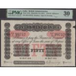 Government of India, 50 Rupees, Bombay, 29 May 1918, serial number SD/8 99752, Denning signa...