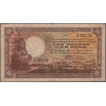 South African Reserve Bank, Â£10, 19 April 1943, serial number F/2 232134, Postmus signature,...