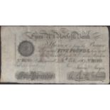 Lynn Regis & Norfolk Bank, for Jarvis & Jarvis, Â£5, 16 October 1887, serial number B9393, A....