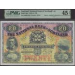 National Bank of Scotland Limited, Â£20, 1 May 1954, serial number A209-766, in PMG holder 45...