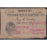 Upington Border Scouts, shirt money for Â£2, 1 March 1902, serial number C548, superb conditi...