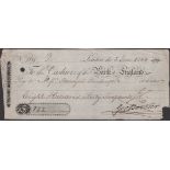 Bank of England, a cheque for Â£842, 5 June 1800, paying Messrs. Bosanquet Beachcroft or bear...