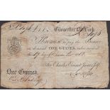 Gloucester Old Bank, for Charles Evans & James Jelf, 1 Guinea, 17 December 1813, serial numb...