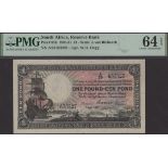 South African Reserve Bank, Â£1, 2 April 1931, serial number A/26 633327, Clegg signature, in...
