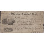 Stockton & Cleveland Bank, for Lumley, Wilkinson & Snowdon, Â£1, 4 November 1812, serial numb...