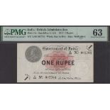 Government of India, 1 Rupee, 1917, serial number Y/68 007704, McWatters signature, in PMG h...