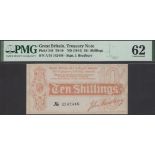 Treasury Series, John Bradbury, 10 Shillings, 14 August 1914, serial number A/16 142446, pre...