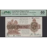 Treasury Series, John Bradbury, Â£1, 22 January 1917, serial number F/1 825461, in PMG holder...