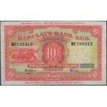 Barclays Bank, Dominion, Colonial and Overseas, Southwest Africa, 10 Shillings, 29 November...