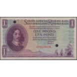 South African Reserve Bank, colour trial Â£1, ND (1948), no signature or serial numbers, smal...