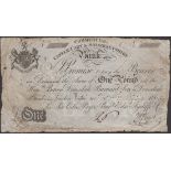 Castle Cary & Somersetshire Commercial Bank, for Sir Edwd Pryce, Bart Edwd Aycliffe & Co, Â£1...