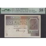 Government of India, 5 Rupees, ND (1917), serial number L/14 581236, Denning signature, in P...