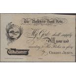 The Believers Bank Note, a religious note denominated 'Whatsoever', ND (likely early 20th ce...
