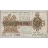 Treasury Series, John Bradbury, Â£1, 22 January 1917, serial number D/34 983335, a little fad...