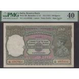 Reserve Bank of India, 100 Rupees, Lahore, ND (1937), serial numbers A/32 697966, Taylor sig...