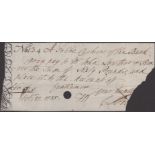 Bank of England, a cheque for Â£60, 27 October 1755, paying Mr John Lowther or bearer, serial...