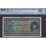 Banco Nacional Ultramarino, Portuguese India, printers archival specimen 500 Rupias, 29 Nove...