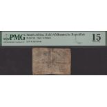 Zuid-Afrikaansche Republiek, good for 6 Pence, 1872, serial number not legible, stained, in...