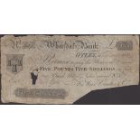 Wharfdale Bank, Otley, for Weir, Coates & Co., cancelled 5 Guineas, 28 June 1804, serial num...