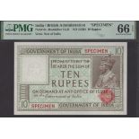 Government of India, specimen 10 Rupees, ND (1928), without serial number or signature, in P...