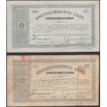 Gouvernements Noots, Â£5 (2), 28 May 1900, serial numbers 6978 and 9490, nice original paper,...
