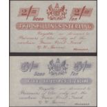 Green Point Track POW camp, remainder 2 and 5 Shillings, ND (1899-1902), good extremely fin...