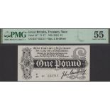 Treasury Series, John Bradbury, Â£1, 7 August 1914, serial number D/27 033713 (dash), in PMG...