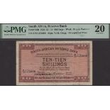 South African Reserve Bank, 10 Shillings, overprinted date 17 November 1931, serial number E...