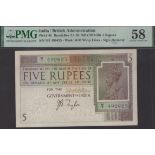 Government of India, 5 Rupees, ND (1917-1930), serial number N/1 492625, Taylor signature, i...