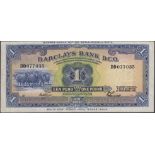 Barclays Bank, Dominion, Colonial and Overseas, Southwest Africa, Â£1, 29 November 1958, seri...