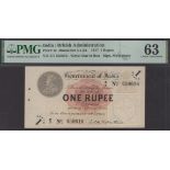 Government of India, 1 Rupee, 1917, serial number Z/7 650616, McWatters signature, in PMG ho...