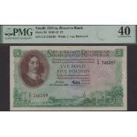 South African Reserve Bank, Â£5, 20 November 1948, serial number C/6 346389, de Kock signatur...