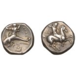 Greek Coinages, CALABRIA, Tarentum, Nomos, 332-302, warrior on horseback right, holding spea...
