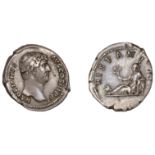 Hadrian, Denarius, 130-3, bare head right, rev. Hispania reclining left on rocks, holding br...