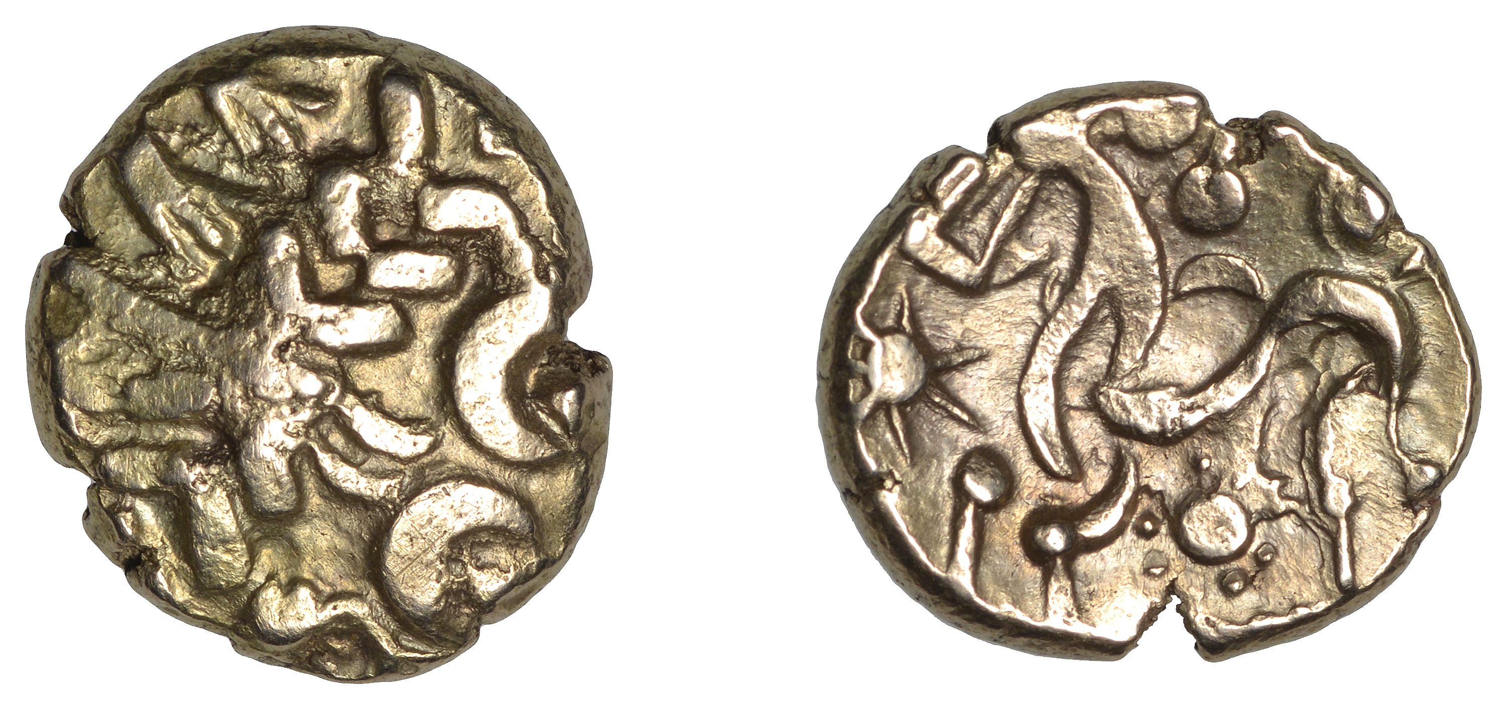 CORIELTAUVI, Early Uninscribed issues, Stater, British H [North East Coast type], wreath pat...