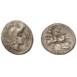 Roman Republican Coinage, Anonymous, Denarius, Staff and Feather series, c. 206-200, uncerta...