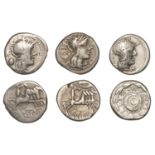 Roman Republican Coinage, Denarii (3), M. Caecilius Q.f. Q.n. Metellus, c. 127, helmeted hea...