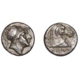 Roman Republican Coinage, Anonymous, Didrachm or Quadrigatus, Rome, c. 241-235, helmeted hea...