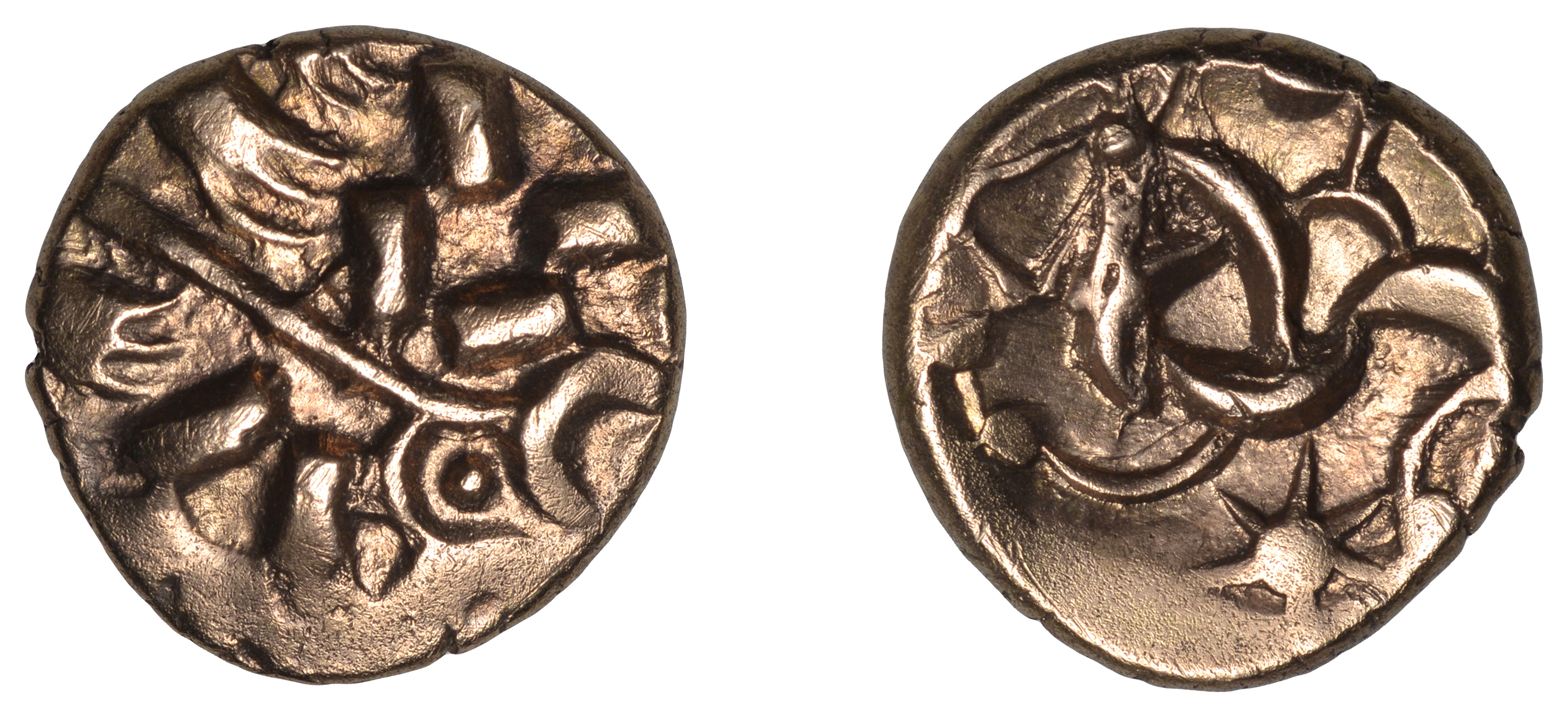 CORIELTAUVI, Early Uninscribed series, Stater, South Ferriby type, wreath pattern, rev. styl...