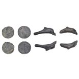 Greek Coinages, THRACE, Olbia, cast Ã† 24, 500-400, in the shape of a leaping dolphin, 1.59g...