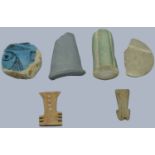 Egypt, Late Period (664-332 BC), Bone Djed pillar amulet, 31mm, 2.11g; part of a glazed faie...