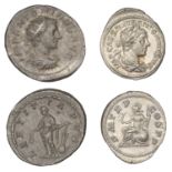 Elagabalus, Antoninianus, 218-22, rev. LÃ¦titia standing left, holding wreath and rudder set...