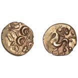 CORIELTAUVI, Early Uninscribed series, Stater, South Ferriby 'knotted anchor' type, wreath p...