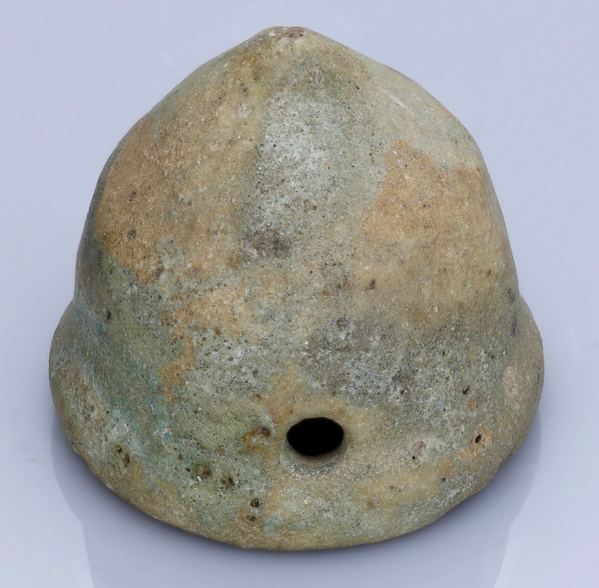 Egypt, Miscellaneous, Green faience situla in the shape of a woman's breast; pierced below t... - Image 2 of 2