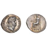 Nero, Denarius, Rome, 66-7, laureate head right with beard, rev. Salus seated left on high-b...