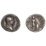 Hadrian, Denarius, 130-3, bare head right, rev. Germania standing left, holding spear and sh...
